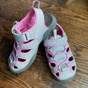 EDDIE BAUER GREY/PINK SANDALS SIZE 3 YOUTH